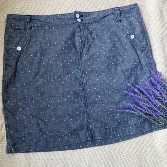 Tommy Hilfiger Blue Polka Dot Chambray Skirt Size 14 100% Cotton - Picture 4 of 8